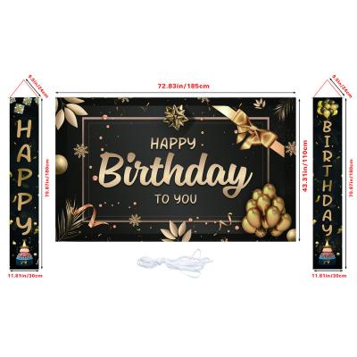 China Outdoor Chirstmas Decor Happy Birthday Merry Christmas Banner Front Door Banner Decoration With Custom Design for sale