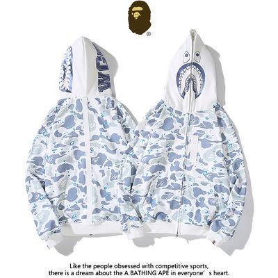 China Breathable full zipper hoodie IHJ6244 2021 autumn and winter men's fleece hoodies white all over print hoodie for sale