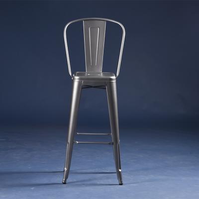 China EUROPEAN industrial style silver iron bar stool vintage style metal bar chair cafe and restaurant furniture retro high chair for sale