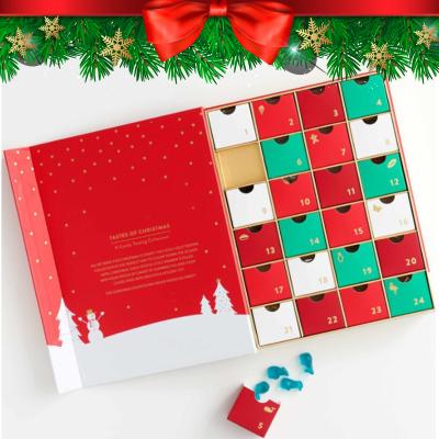 China Christmas Wholesale Reused Advent Calendar Packaging Box Cosmetic Luxury Advent Calendar With Drawers Box From Material Factory for sale