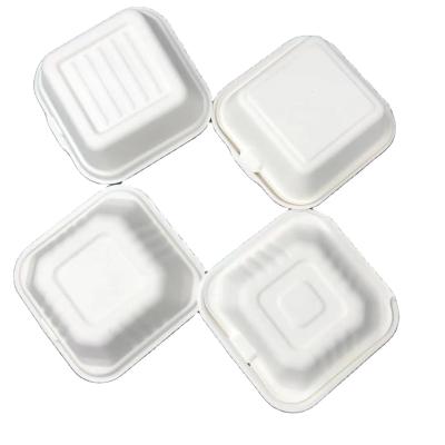 China 6 Inch Disposable Disposable Biodegradable Sugarcane Bagasse Hamburger Fast Food Delivery Container Biodegradable Box for sale