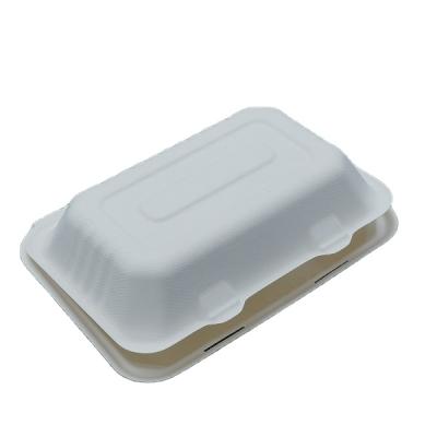 China Eco-friendly /Greaseproof 9x6 9x6 / Non-stick / temperature resistance clamshell x3 inch bagasse disposable food takeway box for sale