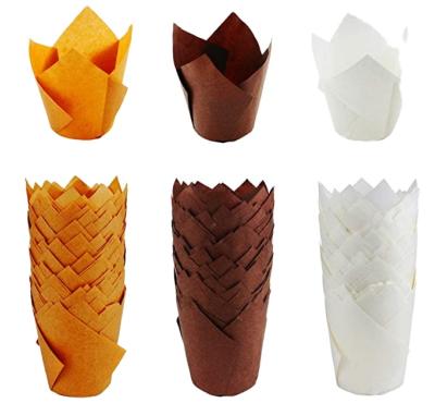 China Disposable Tulip Cupcake Liners Baking Cups Bun Wrappers Pack of 150 for sale