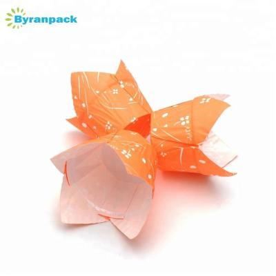 China Disposable Orange Color Food Grade PE Coated Tulip Paper Muffin Baking Cups for sale