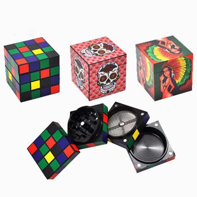 China New Design Morden 2021 Square Rubik's Cube Metal Herb Grinder Wholesale Smoke Shop Accessories Tobacco Smoking Grinder for sale