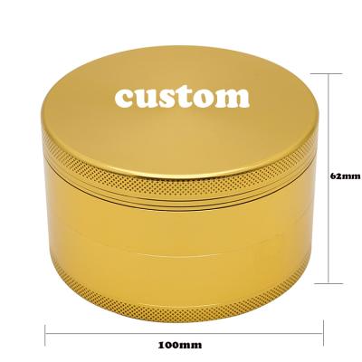 China Wholesale High Quality Aluminum Alloy Accessories 100MM Aluminum Alloy Weed Smoking Grinder 4 Layers Weed Tobacco Herb Grinder Custom Grinder for sale