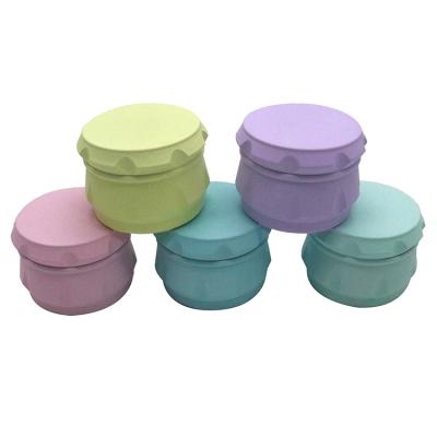 China Hot Sale 2021 Tobacco Weed Grinding Herb 63mm Zinc Plated Luminescent Paint Drum Shape Weed Tobacco Herb Grinder Smoking Accessories Wholesale for sale