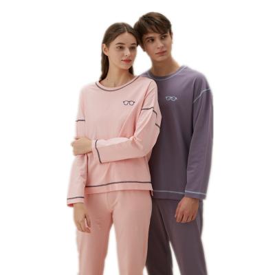 China QUICK DRY Couples Set Plain 2 Men Women Comfortable Pajamas Two Piece Boyfriend Pajamas And Girlfriend Couples Pajamas for sale