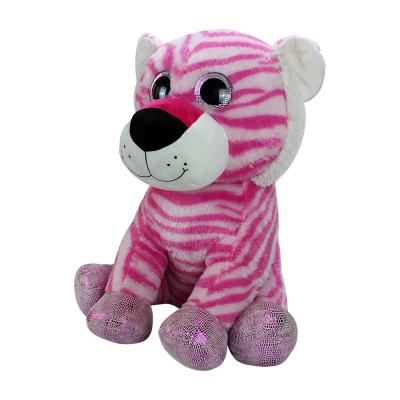 China Factory Customized New Plush Kids Toys Factory Customized Realistic Cuddly Pink Stuffed Pink Sitting Tiger Plush Toy for sale