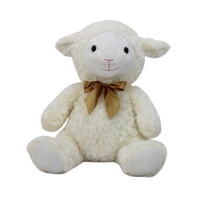 China Custom Cute Kawaii Stuffed Animals Soft Plush Sheep with Gold Rosette Toys Lamb Plush Toy for sale