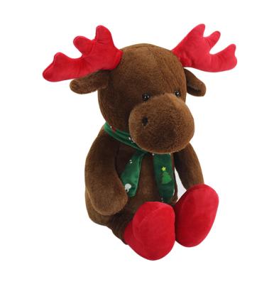 China Christmas Gift Stuffed Plush Toy With Ribbon Soft Reindeer Elk Deer Stuffed Plush Toys for sale