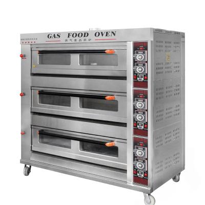 China 3 Deck 6 Tray Commercial Gas Bread Baking Commercial Catering Industrial Oven 6 For Sale for sale