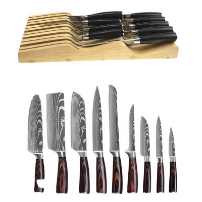 China Durable Durable Laser Pattern Knives Set Kitchen Tools Chef Knife Gift Set Kitchen Knife for sale