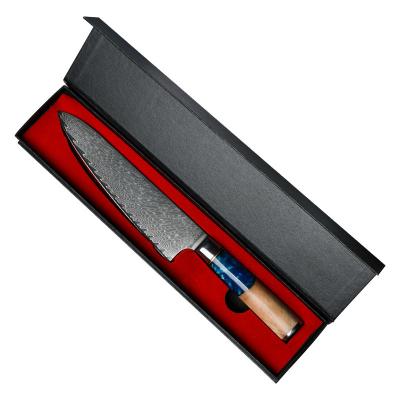 China High Quality Viable Professional Damascus Chef Kitchen Knife With Steel Grained Wooden Handle for sale