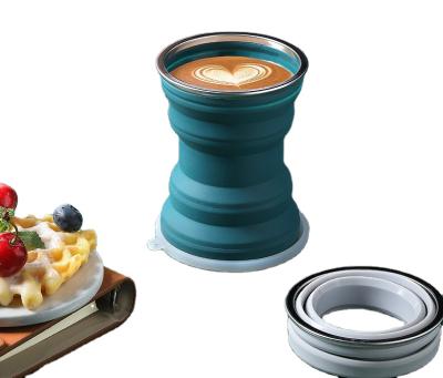 China New Viable Popular Portable Drinking Collapsible Food Grade Silicone Tea Cup Collapsible Coffee Mug for sale