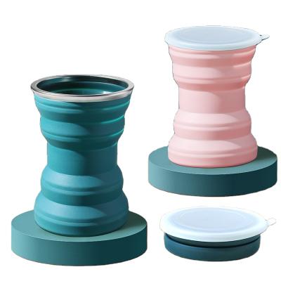 China New Small Viable Popular Convenient Portable Drinking Folding Coffee Tea Silicone Folding Cup for sale