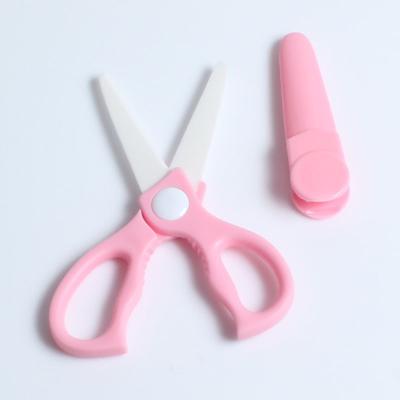 China Wholesale Safety Light Weight High Value Ceramic Prevent Rusting Food Grade Kids Baby Food Scissors With PP Handle for sale