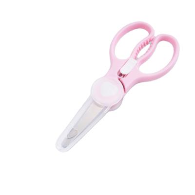 China Multifunctional Paper-Cutter Stainless Steel Safety Lock Rainbow Color Child Cutting Scissors Kids Food Scissors with PP Handle for sale