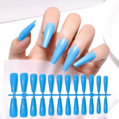 China Medium Size Easy Fashionable Long Full Cover Coffin Fake Nails Long Solid Color Style Operation Manicure Correction Detachable Nail Accessories for sale