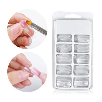 China Nail Extension Tips Quickly Cured Gel Builder UV Gel False Nails 100 Pieces Mold Reusable Manicure Fake Nails for sale