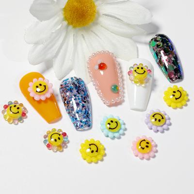 China 3d Nail Wholesale Japanese Sunflower 3D Nail Art Gemstone Art Decoration 2021 New Sunflower Decoration Art DIY Nail Stickers Bright Yellow for sale