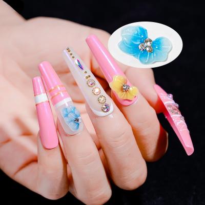 China Nail Charms Wholesale Fashionable Petal Butterfly 3D Ripple Gradient Resin DIY Nail Decoration Press On Nails for sale