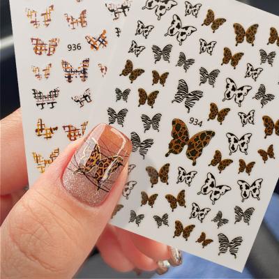 China 3d Nail Art DIY Decoration Butterfly 3D Design Leopard Print Print Sticker Slider Nail Art Decoration Hot DIY Nail Art Decoration for sale