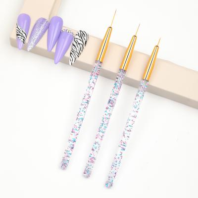 China NAIL Trendy Nail Pen Design Nail Brush Set Crystal Edition Floral Gold Acrylic Handle for sale