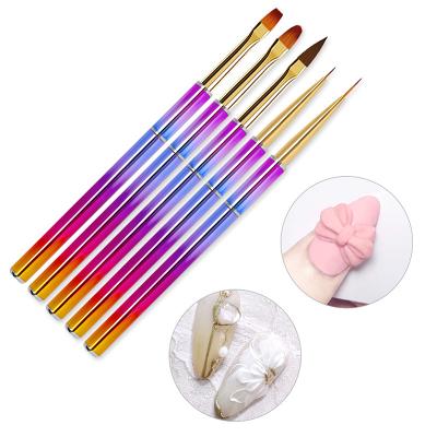 China Beautiful Gradient Color Acrylic Nail Brush Gel Paint Coating UV Metal Nail Pen for sale