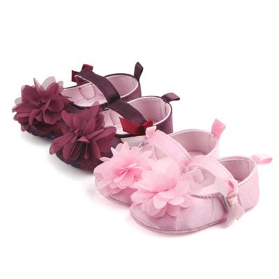 China Breathable Pure Color Big Flower Baby Shoes Newborn Infant Girls for sale