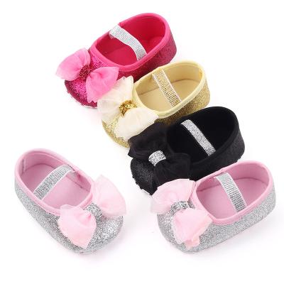 China Lovely Glitter Design Baby Girl Shoes Lovely Bow Toddler Princess Infant Shoes Breathable Kids Shoes for sale