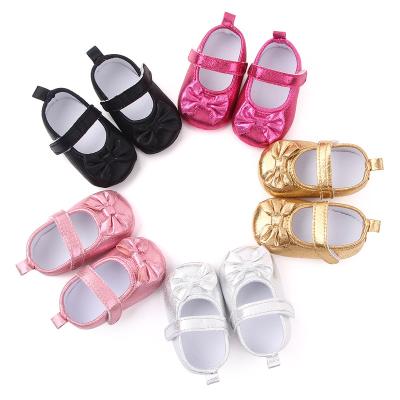 China Flat Fashionable Casual Baby Shoes Bow Fancy Girl First Walking Soft Unique Prewalker Baby Toddler Shoes for sale