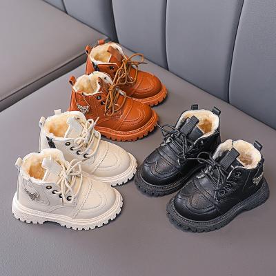 China Winter Fashion Kids Thermal Cotton Shoes Warm Boys And Cotton Martin Boots Lace Up Girls Retro Snow Boots for sale