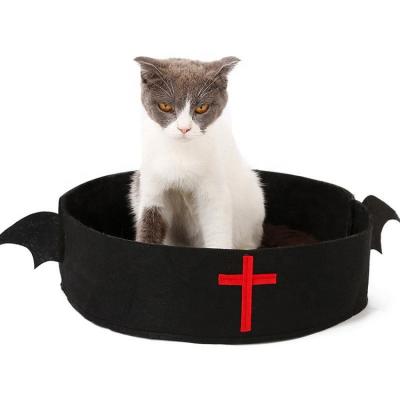 China Travel Halloween Bat Cat Bed Christmas Santa Claus Belt Felt Small Cat Bed Dog House Cave for sale