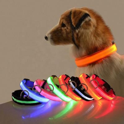 China Factory direct sale LED night nylon safety lights flashing glow in the dark dog training collar led dog collar for sale