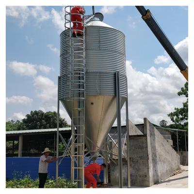 China Chicken feed silo factory supply high performance standard parts double sided galvanized sheet poultry feed silos system for sale