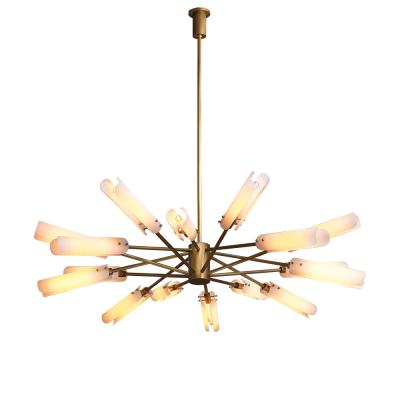 China Nordic Modern Villa Copper Creative Duplex Branch Staircase Dinning Room Chandelier Circular Platiere Style Pendant Lamp for sale