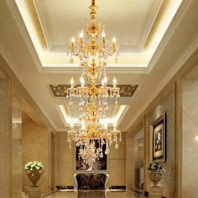 China Modern custom-made large three-layer zinc alloy crystal chandelier in the high hall of the factory is used in the hotel auditorium for sale