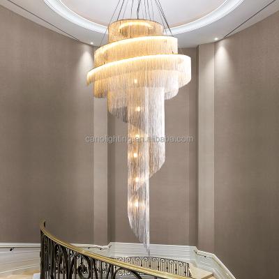 China Contemporary Modern Led Tassel Pendant Lights Metal Aluminum Chandelier Living Room Lobby Ceiling Luxury Decorative Chain Pendant Lamp for sale