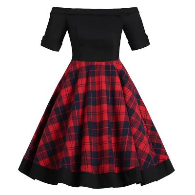 China Fashion breathable ladies vintage red plaid women dress high quality VD1625 for sale