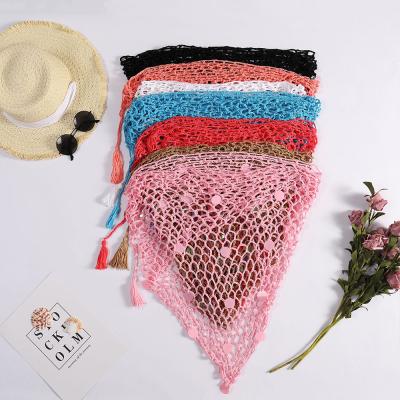 China Breathable Women Sequined Netting Hollow Out Crochet Wrap Sarongs Trim Triangle Bikini Swimwear Cover Up Skirt Bathing Suit Beach Wear Dress for sale