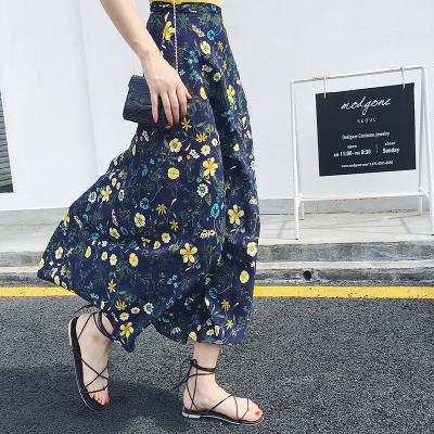 China Women Summer Beach Plus Size Floral Print Bohemian Chiffon Maxi Wrap Skirts High Waist Multitasks Skirt WF0247 for sale