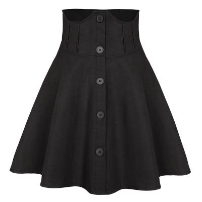 China Anti-static Women's Designers Clothing Mini Black Skirt With Buttons Plus Size Autumn Korean Winter Goth High Waist Skirts VD2608 for sale