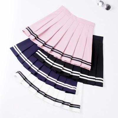 China Viable School Girls High Waist Women Summer Shorts Striped Pleated Elastic Mini Skirts WF0212 Tennis Female Soft Plaid Skirt for sale