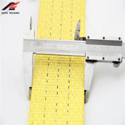 China Polyester Super Heavy2 Ply Lifting Strong Belt Straps Webbing Sling For Loading With Reinforced Eye for sale