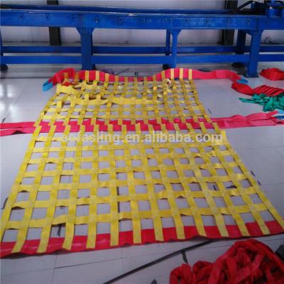 China OEM heavy duty black mesh lifitng cargo container webbing net sling AOFA0201012 for sale