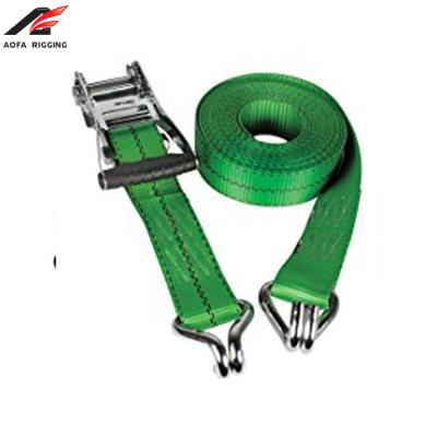 China Polyester Stainless Steel Cargo Reverse Ratchet Tie Down Straps Belts for sale