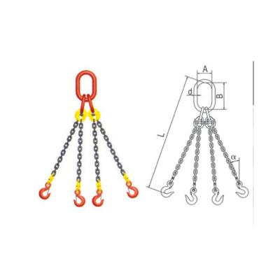 China High Quality Cheap Price Two Rope Flemish Eye Galvanized Four Leg Wire Rope Car Hoist Clamp for sale