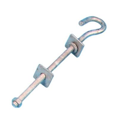 China Overhead Material Carbon Steel Transmission Line Forged HDG Hook Bolt Braid Lug Bolt for sale