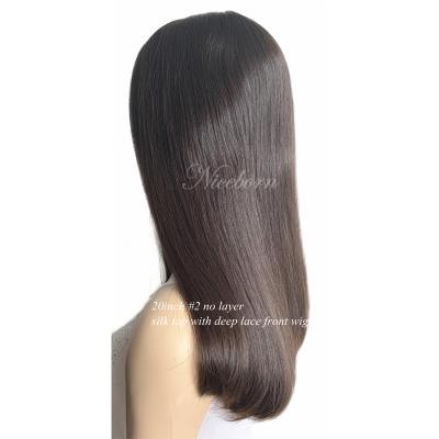 China No Layer Wigs European Jewish Kosher Hair Silk Top With Deep Lace Front Wig for sale